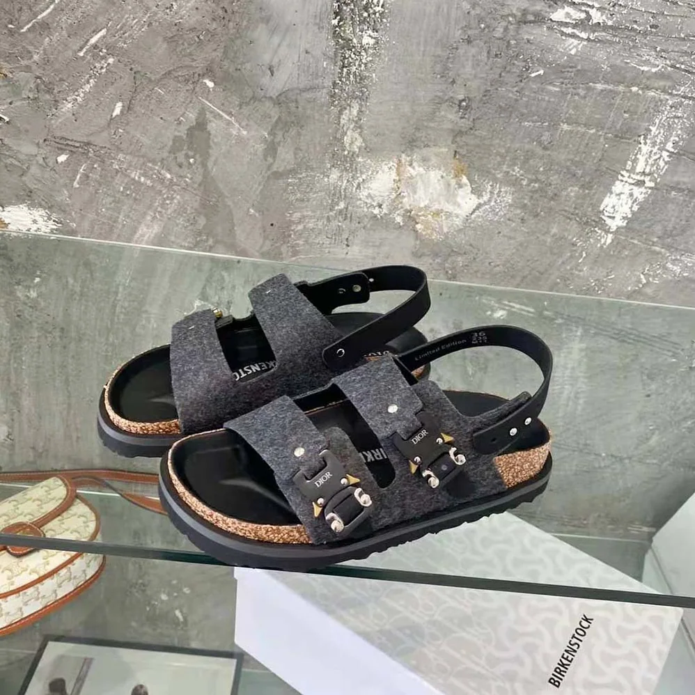 Dior By Birkenstock Milano Sandal Black Nubuck Calfskin for Men
