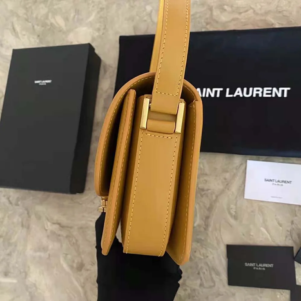 Saint Laurent YSL Solferino Small Satchel in Box Saint Laurent Leather for Women in Yellow Saint Laurent YSL Solferino Small Satchel in Box Saint Laurent Leather for Women in Yellow