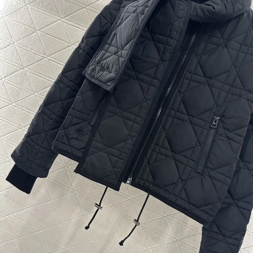 Dior Macrocannage Coat with Scarf Collar Black Quilted Technical Taffeta for Women Dior Macrocannage Coat with Scarf Collar Black Quilted Technical Taffeta for Women
