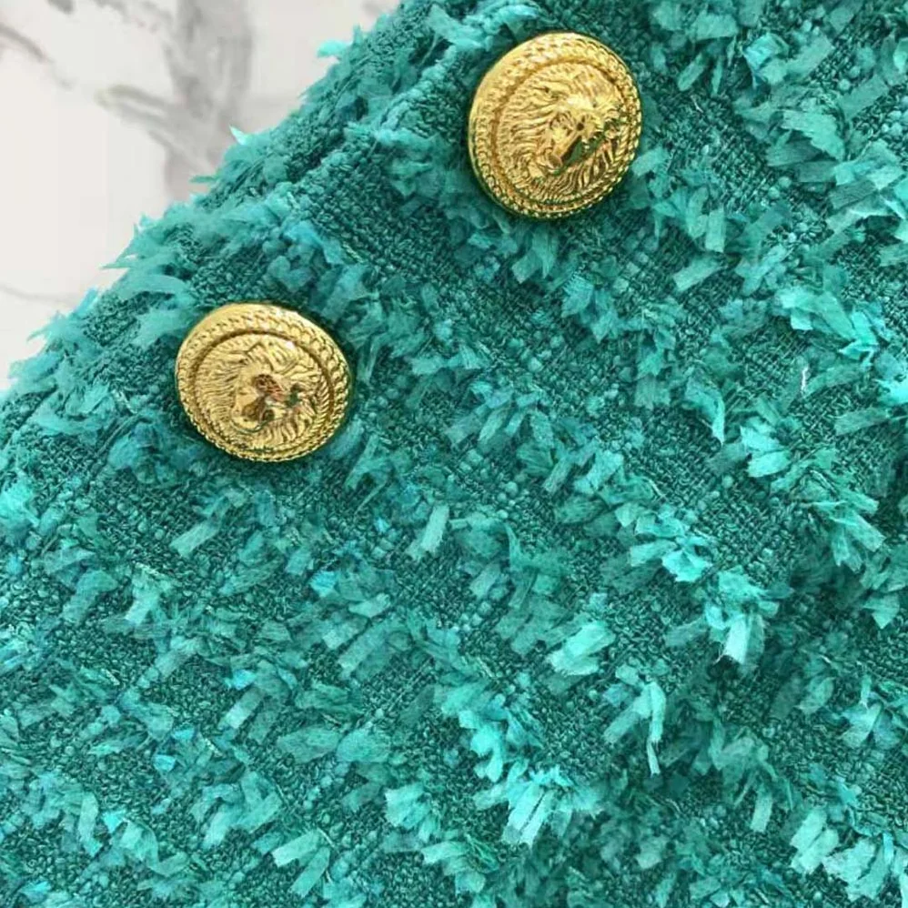 Balmain Flared Tweed Shorts for Women in Green