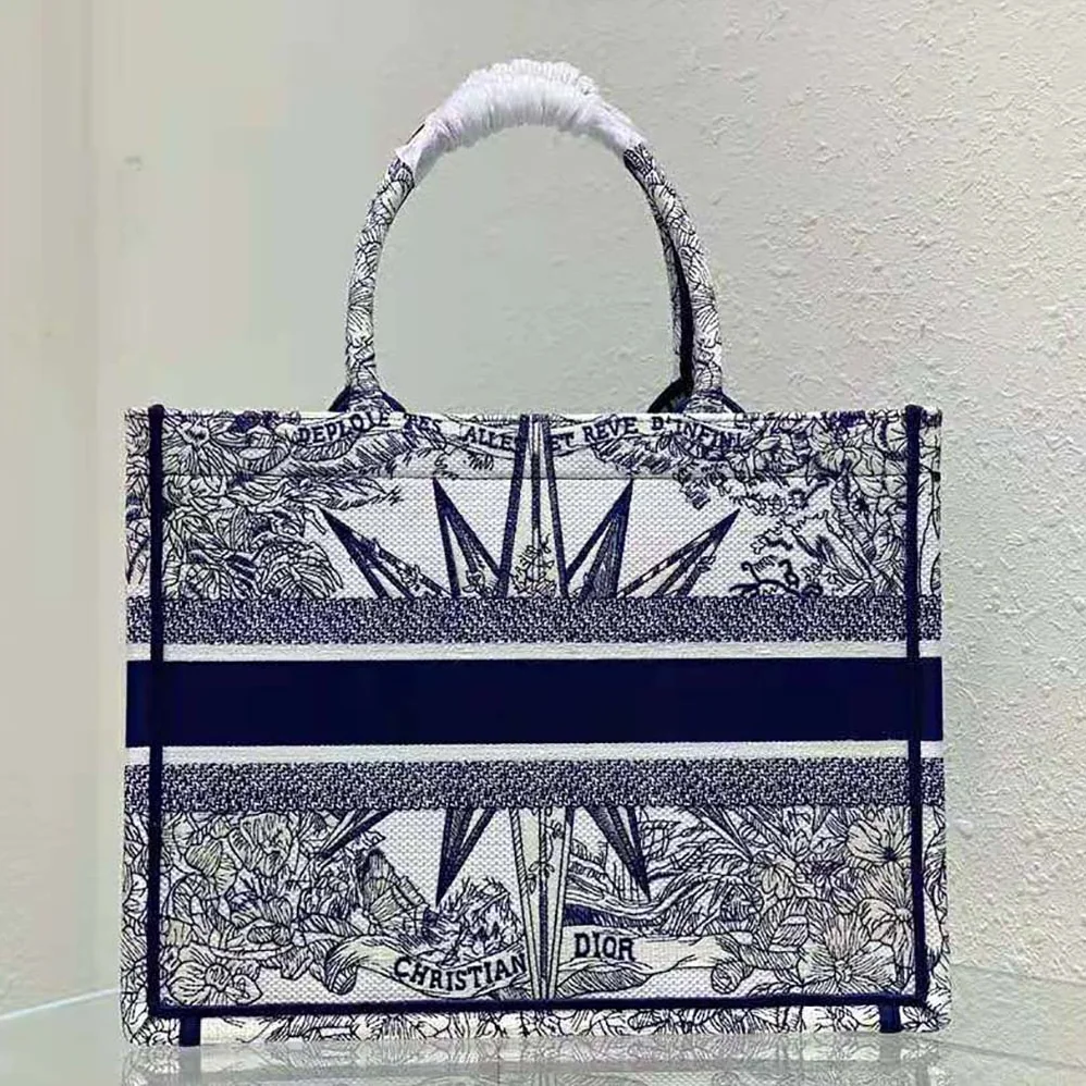 Dior Medium Dior Book Tote White and Blue Rêve D'Infini Embroidery for Women