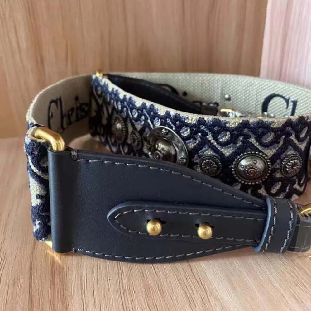 Dior Shoulder Strap with Ring Blue Dior Oblique Embroidery for Women