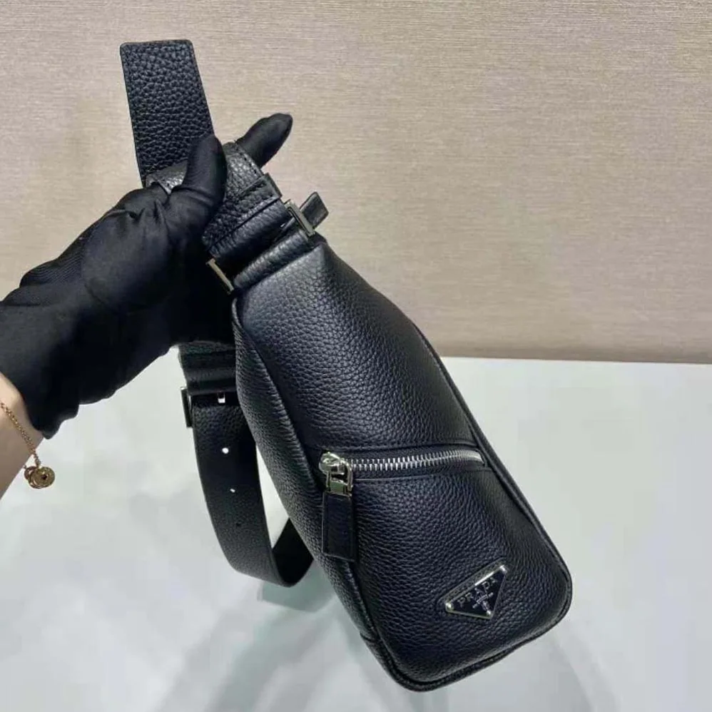 Prada Leather Bag with Shoulder Strap for Men in Black