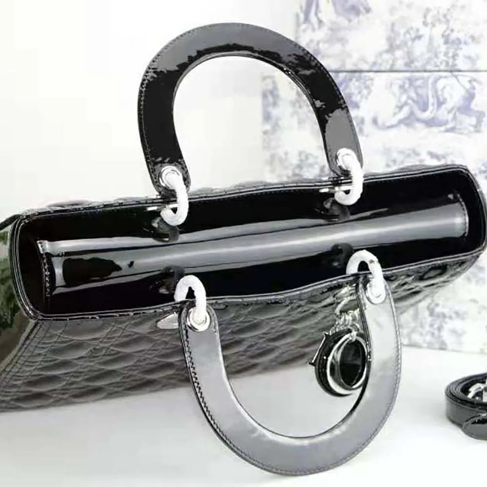 Dior Large Lady Dior Bag Black Patent Cannage Calfskin for Women Dior Large Lady Dior Bag Black Patent Cannage Calfskin for Women