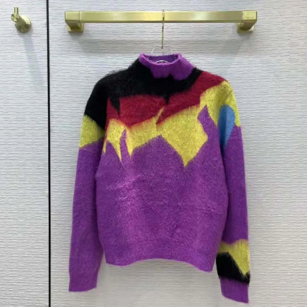 Loewe Intarsia Turtle Neck Sweater in Wool for Women