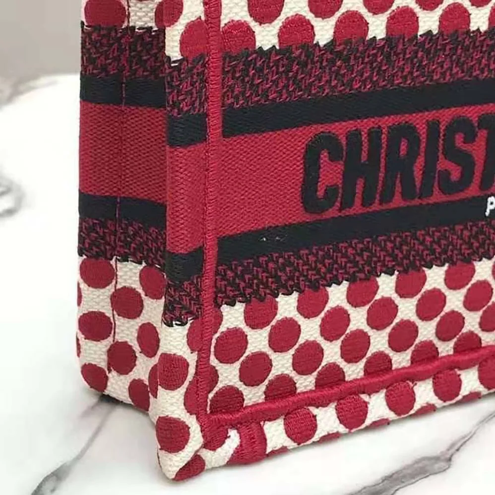 Dior Mini Dioramour Dior Book Tote White and Red Dior Dots Embroidery for Women Dior Mini Dioramour Dior Book Tote White and Red Dior Dots Embroidery for Women