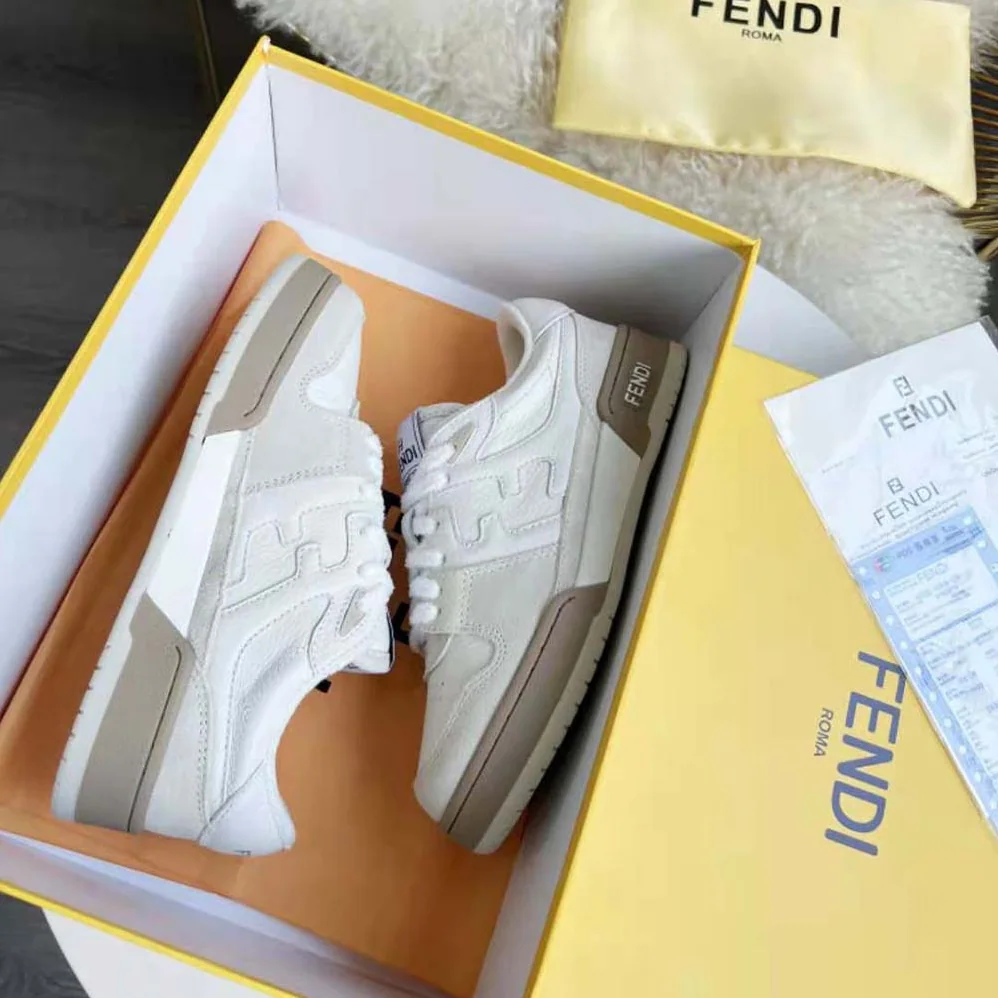 Fendi Match White Suede Low Tops for Unisex Fendi Match White Suede Low Tops for Unisex
