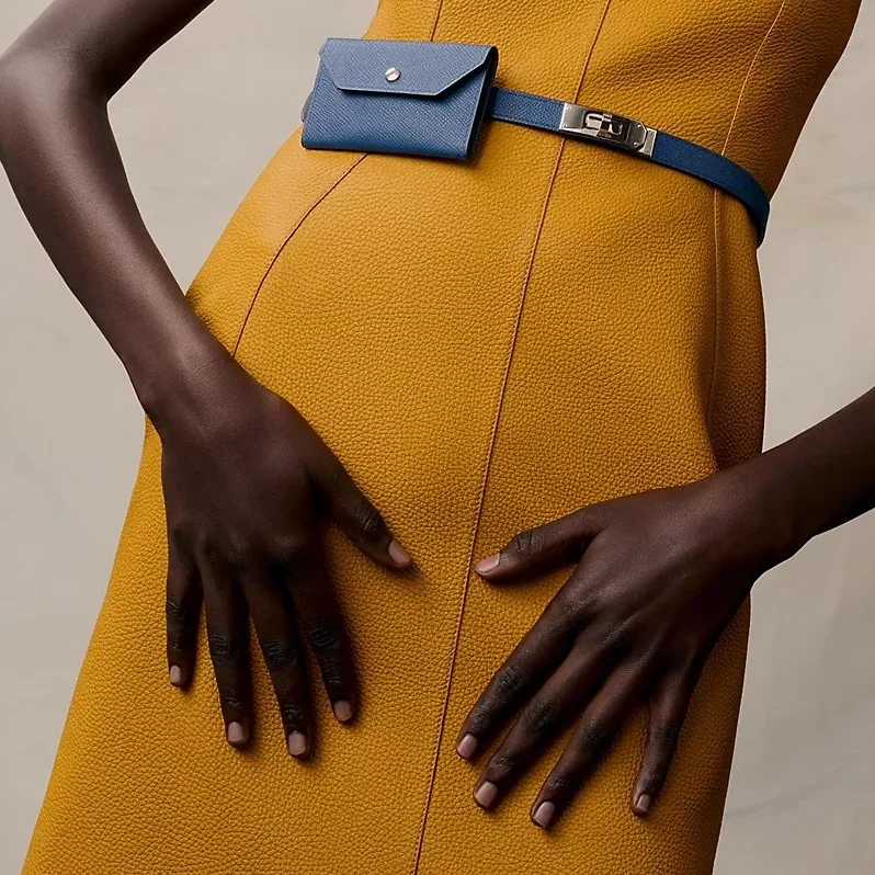 Hermes Kelly Pocket 18 Belt Bleu Tie