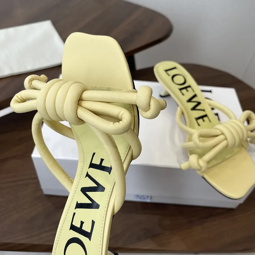 Loewe Flamenco Knot Sandal in Lambskin for Women in Yellow Loewe Flamenco Knot Sandal in Lambskin for Women in Yellow