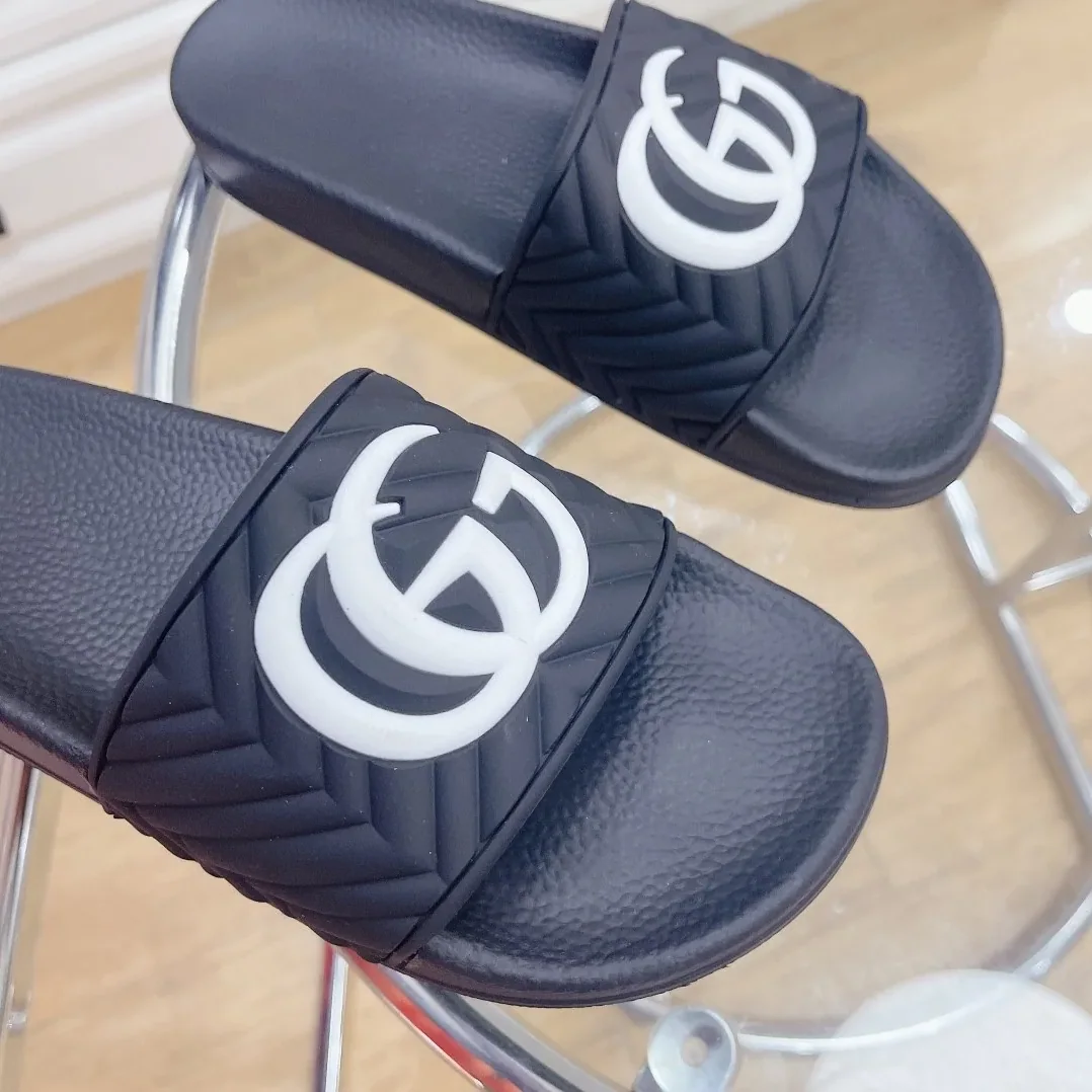 Gucci Quilted GG Rubber Slide Black And White for Women Gucci Quilted GG Rubber Slide Black And White for Women