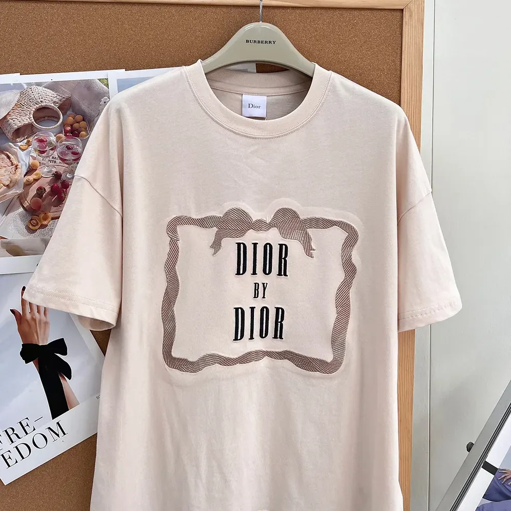 Dior Oversized Embroidered Book Cover T for Women in Shirt Pink Cotton Jersey