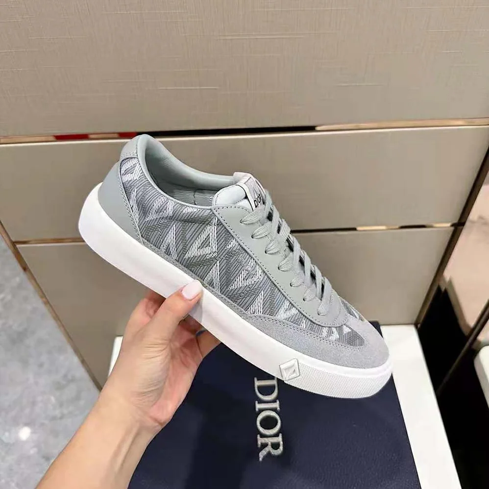 Dior B101 Sneaker Dior Gray CD Diamond Canvas Smooth Calfskin and Nubuck for Men Dior B101 Sneaker Dior Gray CD Diamond Canvas Smooth Calfskin and Nubuck for Men
