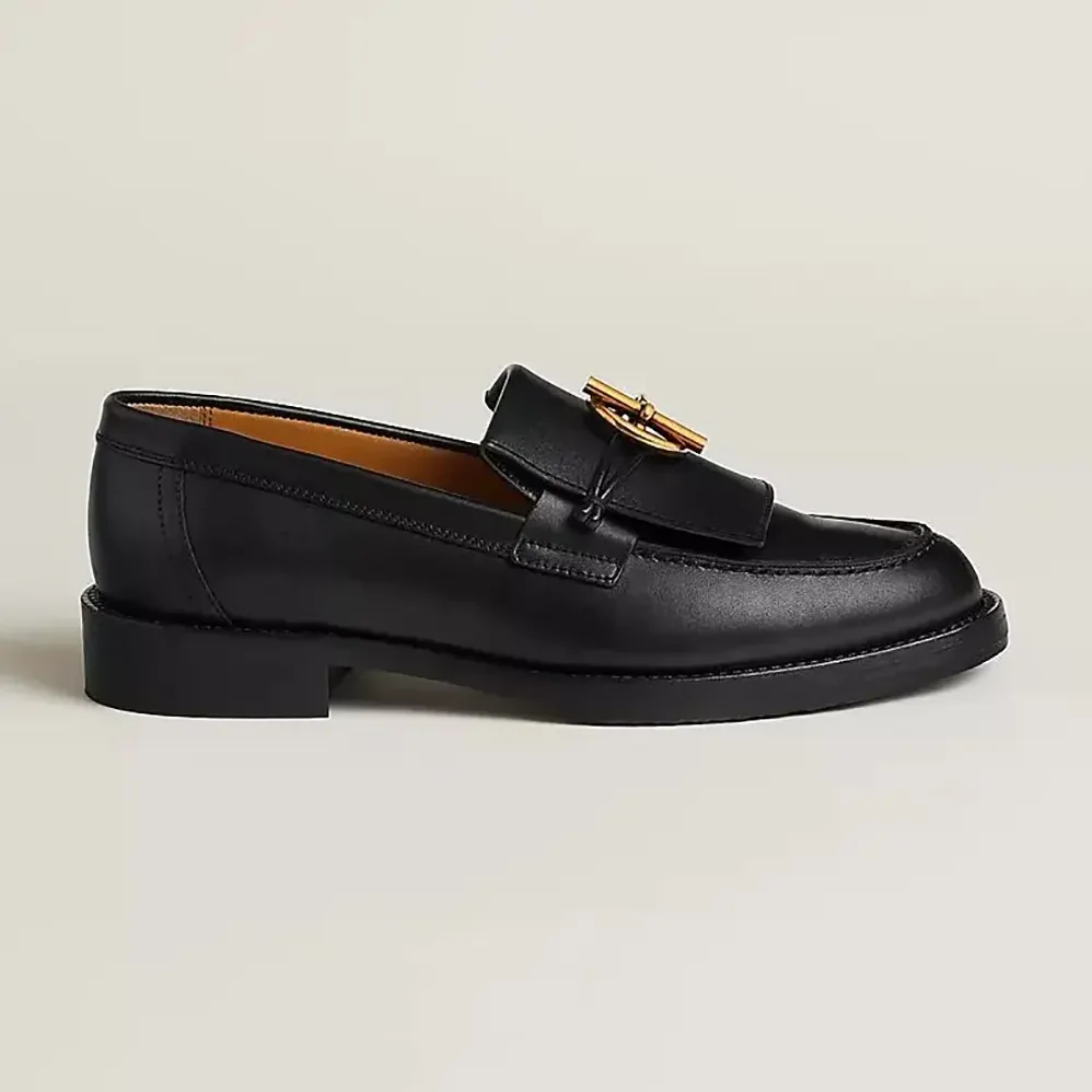 Hermes Impact Loafer in Calfskin Leather-Black 241143Z for Women Hermes Impact Loafer in Calfskin Leather-Black 241143Z for Women