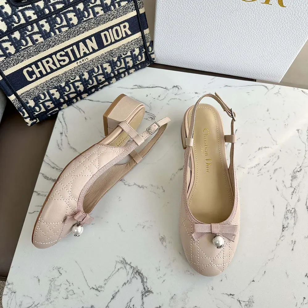 Dior Ballet Slingback Pump Nude Quilted Cannage Calfskin for Women Dior Ballet Slingback Pump Nude Quilted Cannage Calfskin for Women