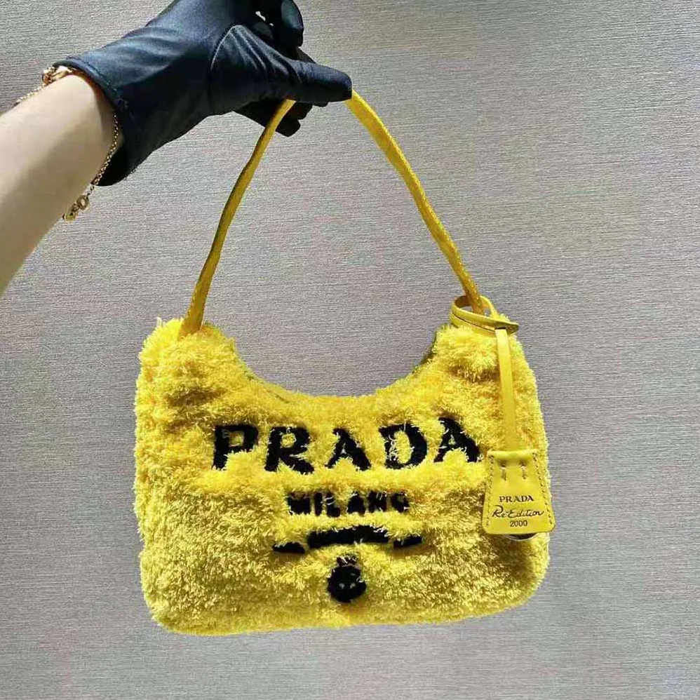 Prada Re-Edition 2000 Terry Mini-Bag for Women in Yellow Prada Re-Edition 2000 Terry Mini-Bag for Women in Yellow