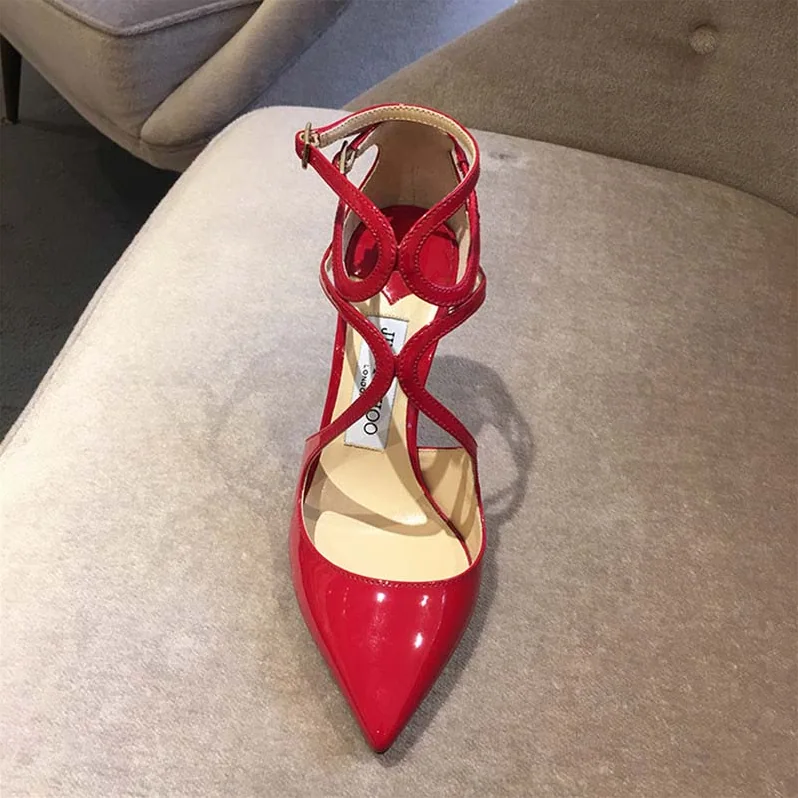 Jimmy Choo Lancer 110 Patent Leather Pointy Toe Pumps Shoes Red for Women Jimmy Choo Lancer 110 Patent Leather Pointy Toe Pumps Shoes Red for Women
