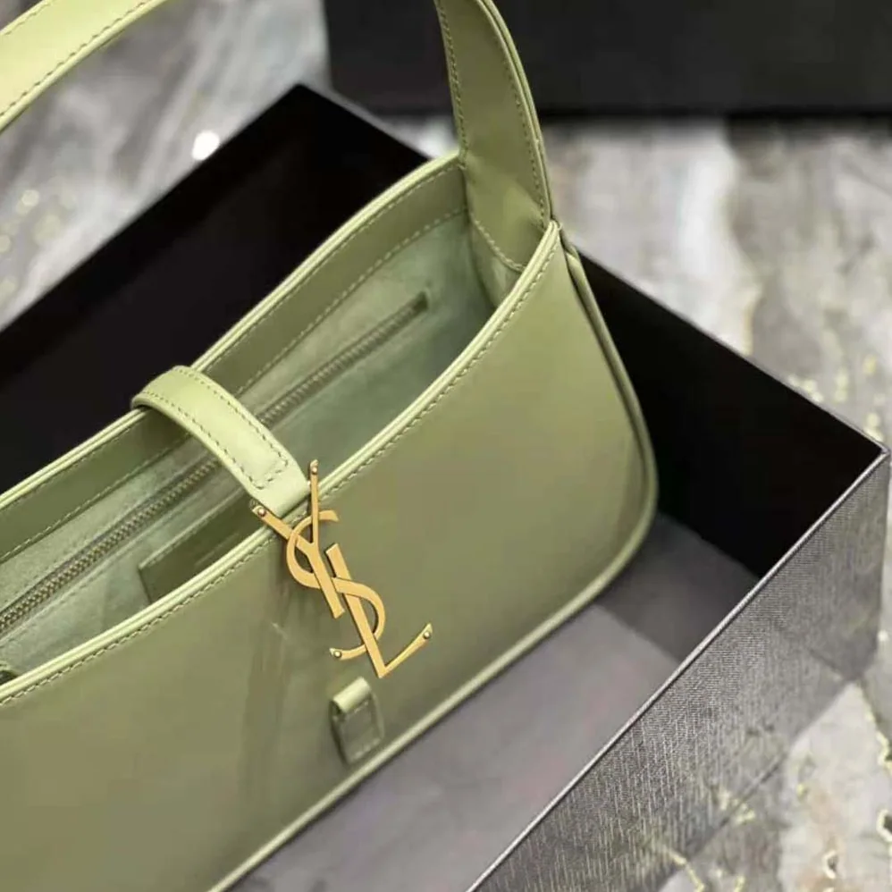 Saint Laurent YSL Le 5 A 7 Hobo Bag in Smooth Leather for Women in Green Saint Laurent YSL Le 5 A 7 Hobo Bag in Smooth Leather for Women in Green