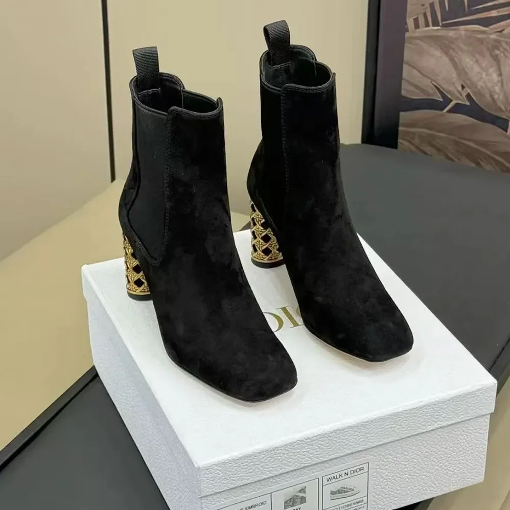 Dior Icon Heeled Ankle Boot Black Suede Goatskin for Women Dior Icon Heeled Ankle Boot Black Suede Goatskin for Women