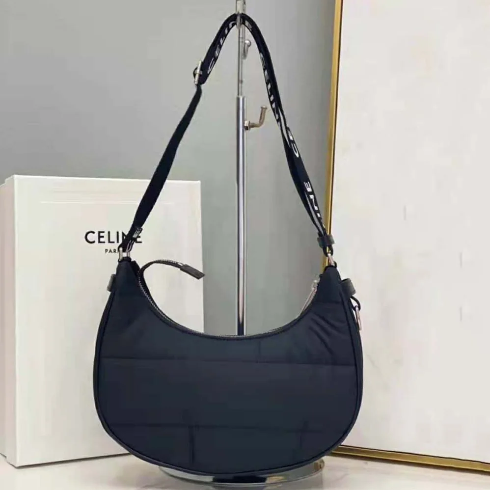 Celine Medium Ava Bag with Celine Strap in Quilted Nylon for Women in Black Celine Medium Ava Bag with Celine Strap in Quilted Nylon for Women in Black
