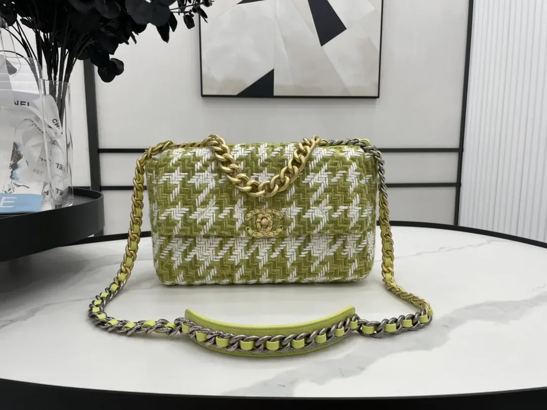 Chanel 19 Large Handbag Gold Hardware Green Chanel 19 Large Handbag Gold Hardware Green