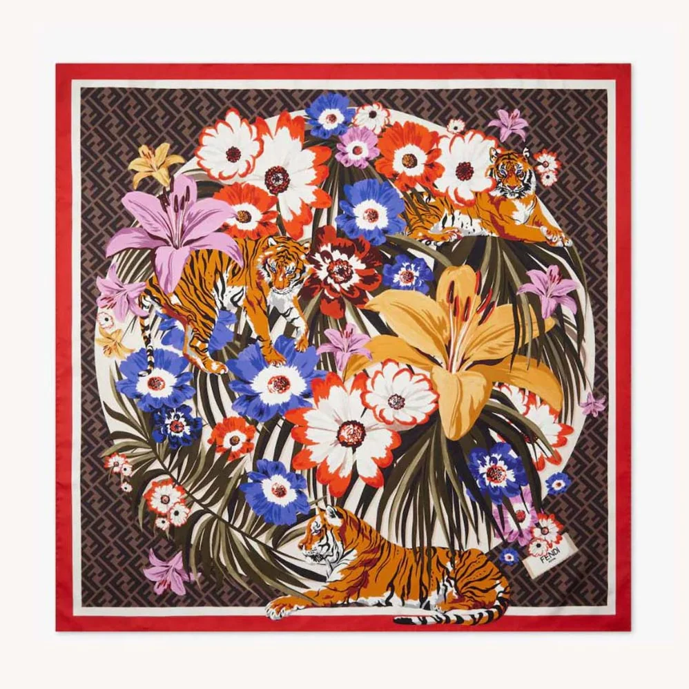 Fendi Flower Foulard Foulard from the Spring Festival Capsule Collection for Women Fendi Flower Foulard Foulard from the Spring Festival Capsule Collection for Women