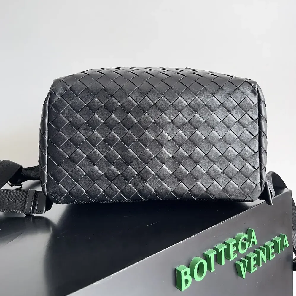 Bottega Veneta Intrecciato Flap Backpack for Unisex in Black