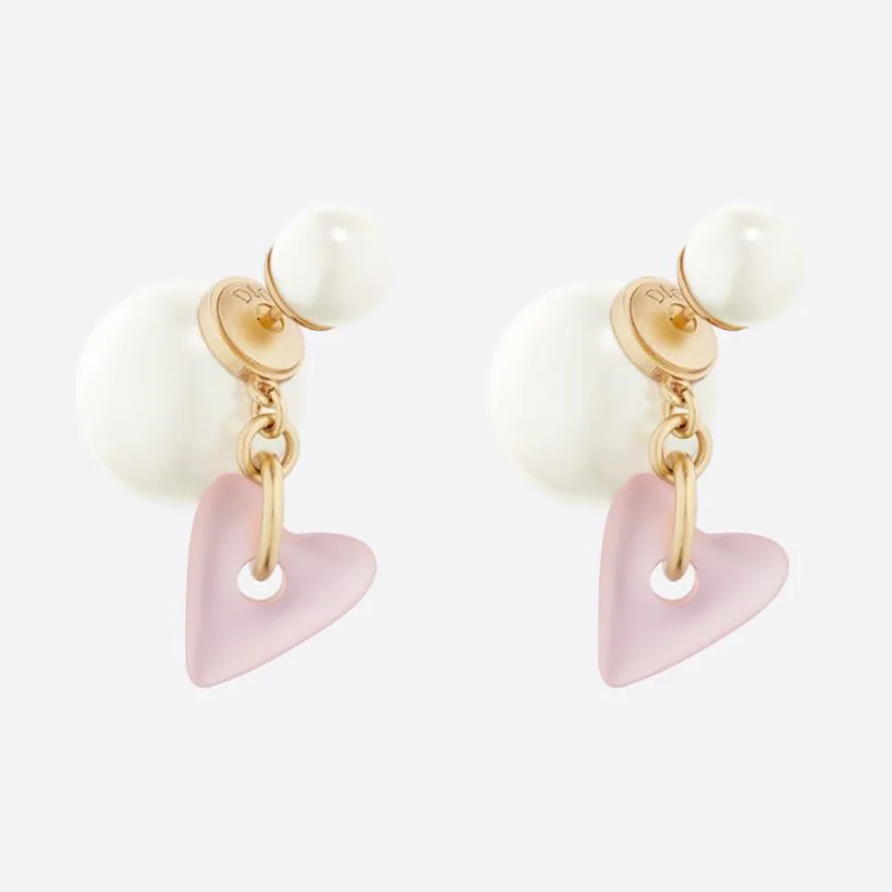 Dior Tribales Earrings Gold-Finish Metal and with Pink Glass for Women