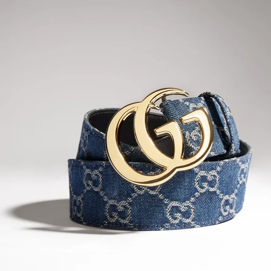 Gucci Marmont Wide Belt Dark Blue Denim Gucci Marmont Wide Belt Dark Blue Denim