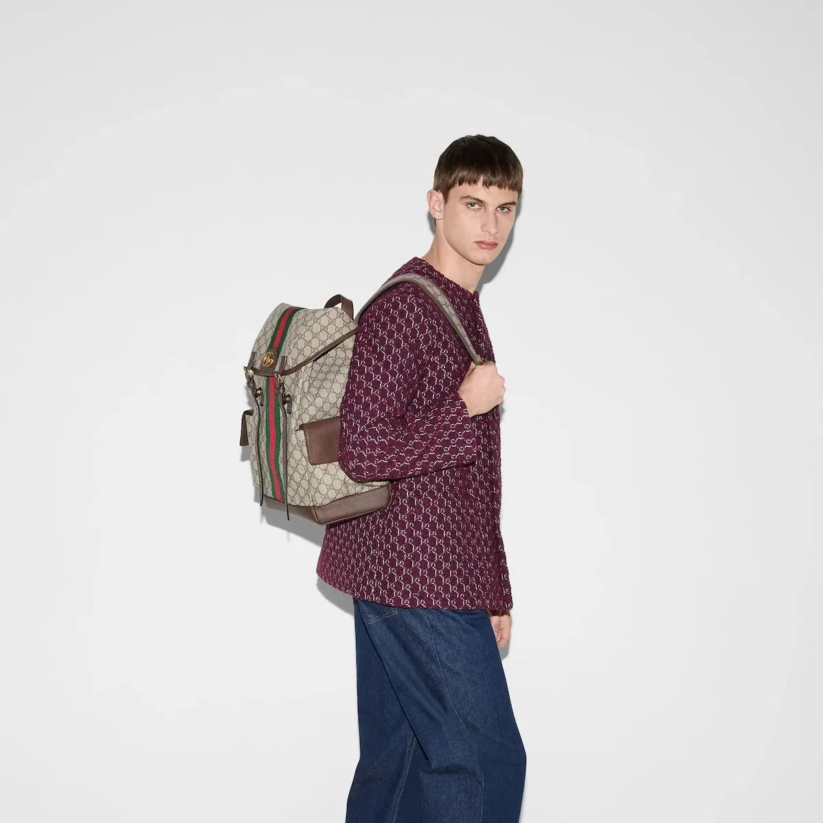 Gucci Ophidia Medium Backpack in Beige Gold Hardware