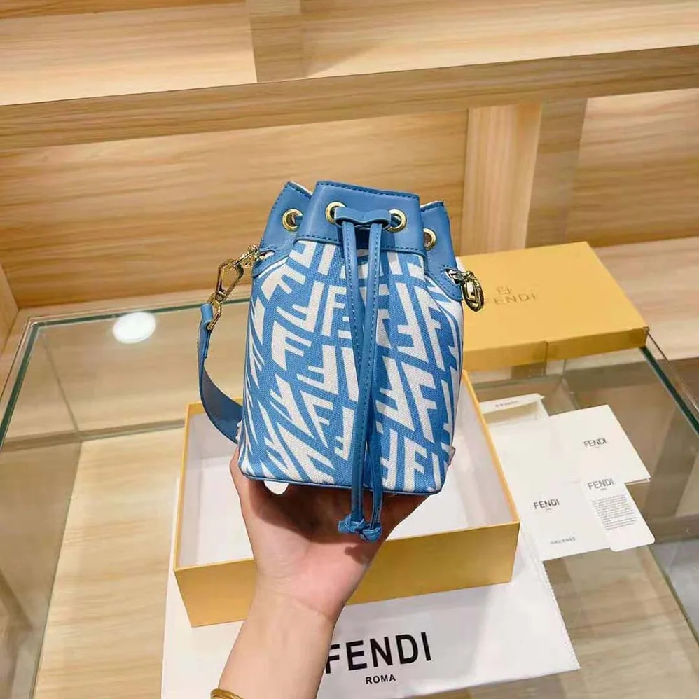 Fendi Mon Tresor Glazed Canvas Mini-Bag for Women in Blue Fendi Mon Tresor Glazed Canvas Mini-Bag for Women in Blue
