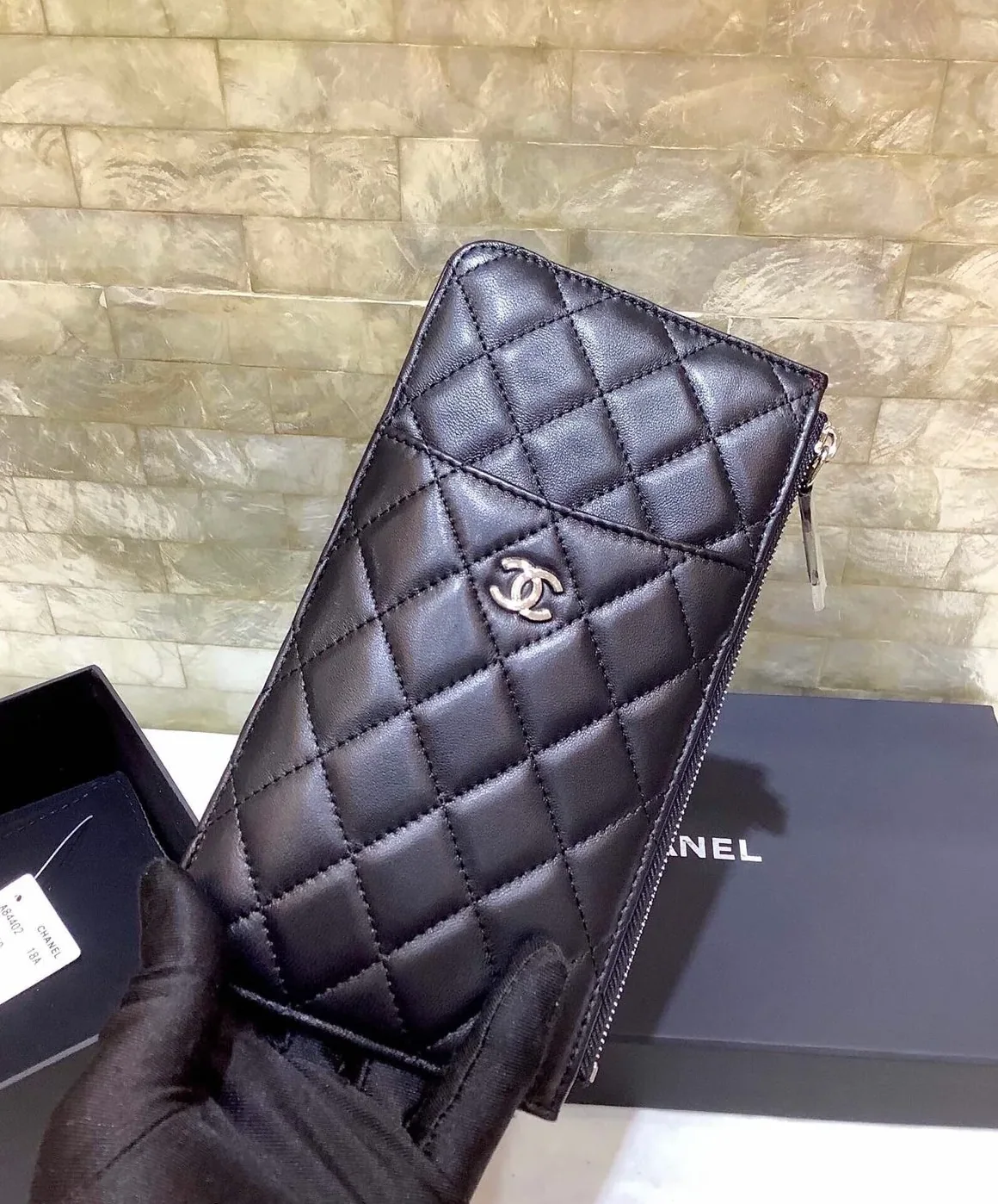 Chanel CO-CO Mini Pouch Wallet in Black , /, with Silver Hardware