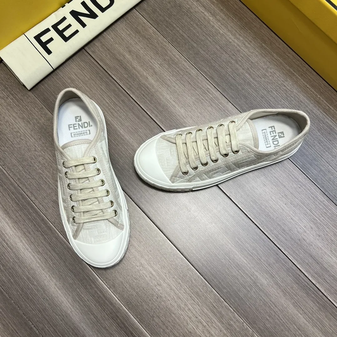 Fendi FD Domino Fabric Low-Tops Sneakers White 7E1553AK1PF1GQF Fendi FD Domino Fabric Low-Tops Sneakers White 7E1553AK1PF1GQF
