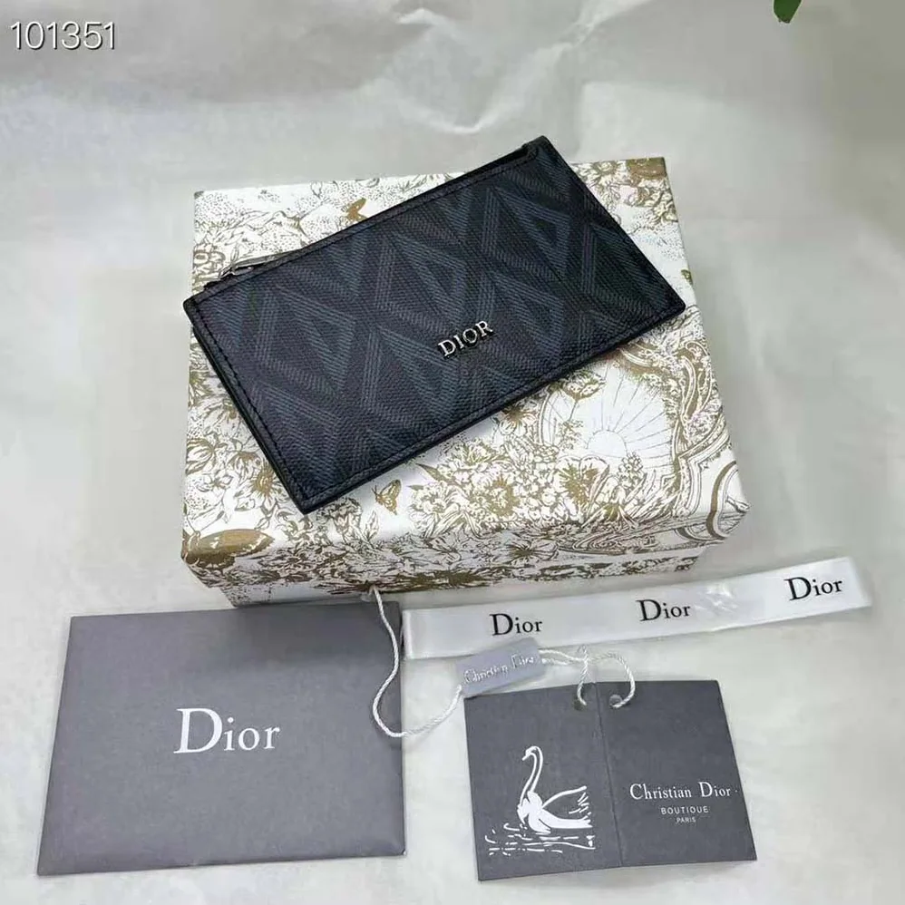 Dior Zipped Card Holder Black Dior Oblique Jacquard and Grained Calfskin for Men Dior Zipped Card Holder Black Dior Oblique Jacquard and Grained Calfskin for Men