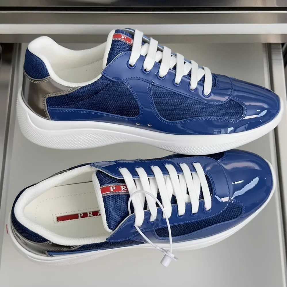 Prada Patent Leather And Technical Fabric Prada America'S Cup Sneakers for Unisex in Navy