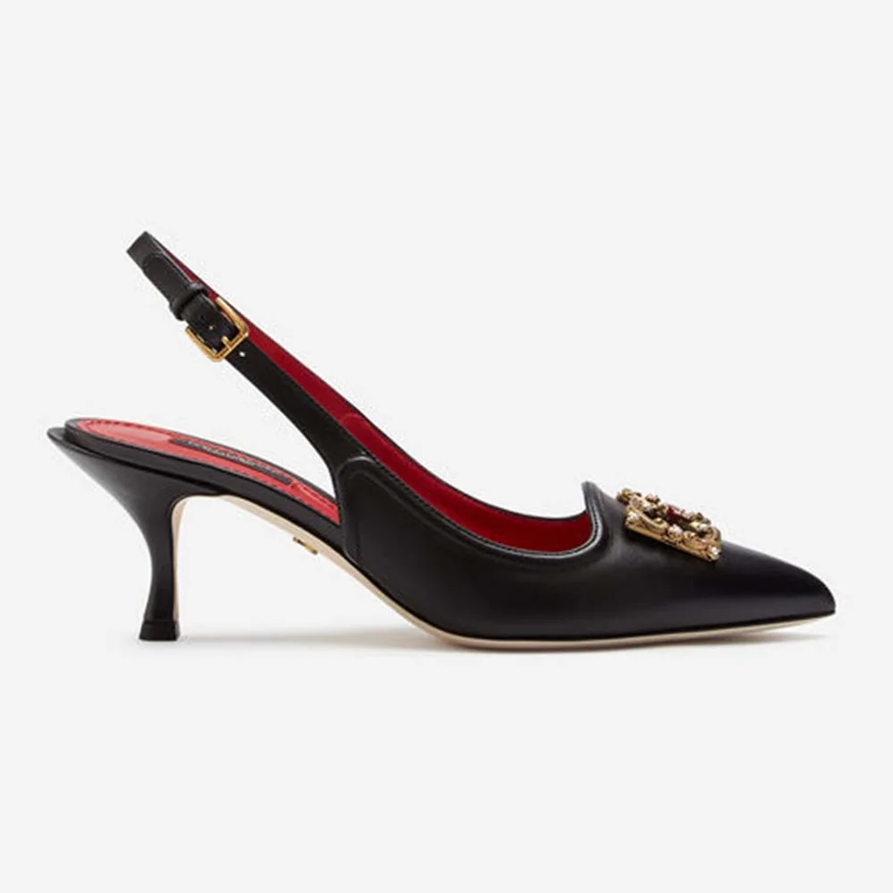 Dolce Gabbana D&G DG AMORE Slingbacks in Calfskin for Women in Black Dolce Gabbana D&G DG AMORE Slingbacks in Calfskin for Women in Black