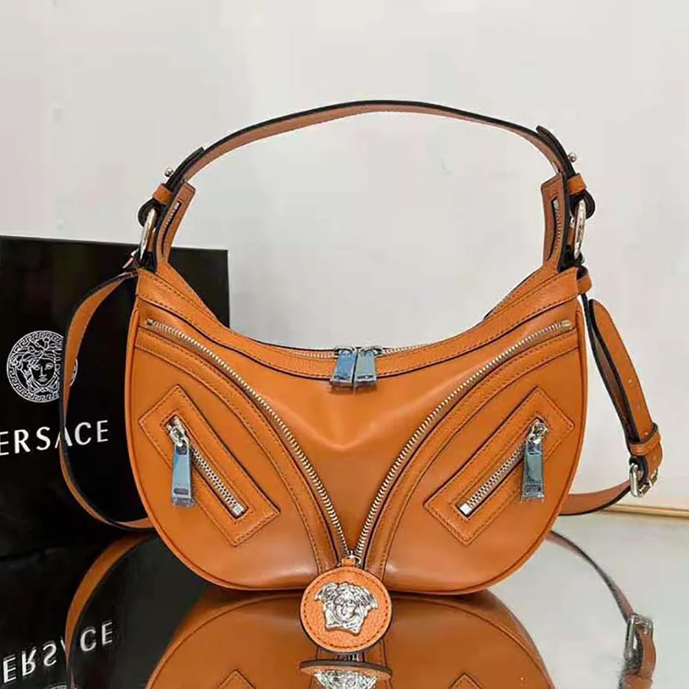 Versace Repeat Small Hobo Bag for Women in Orange Versace Repeat Small Hobo Bag for Women in Orange