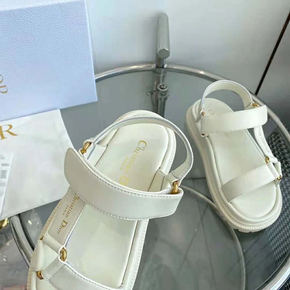 Dior D for Women in Wave Sandal White Lambskin Dior D for Women in Wave Sandal White Lambskin