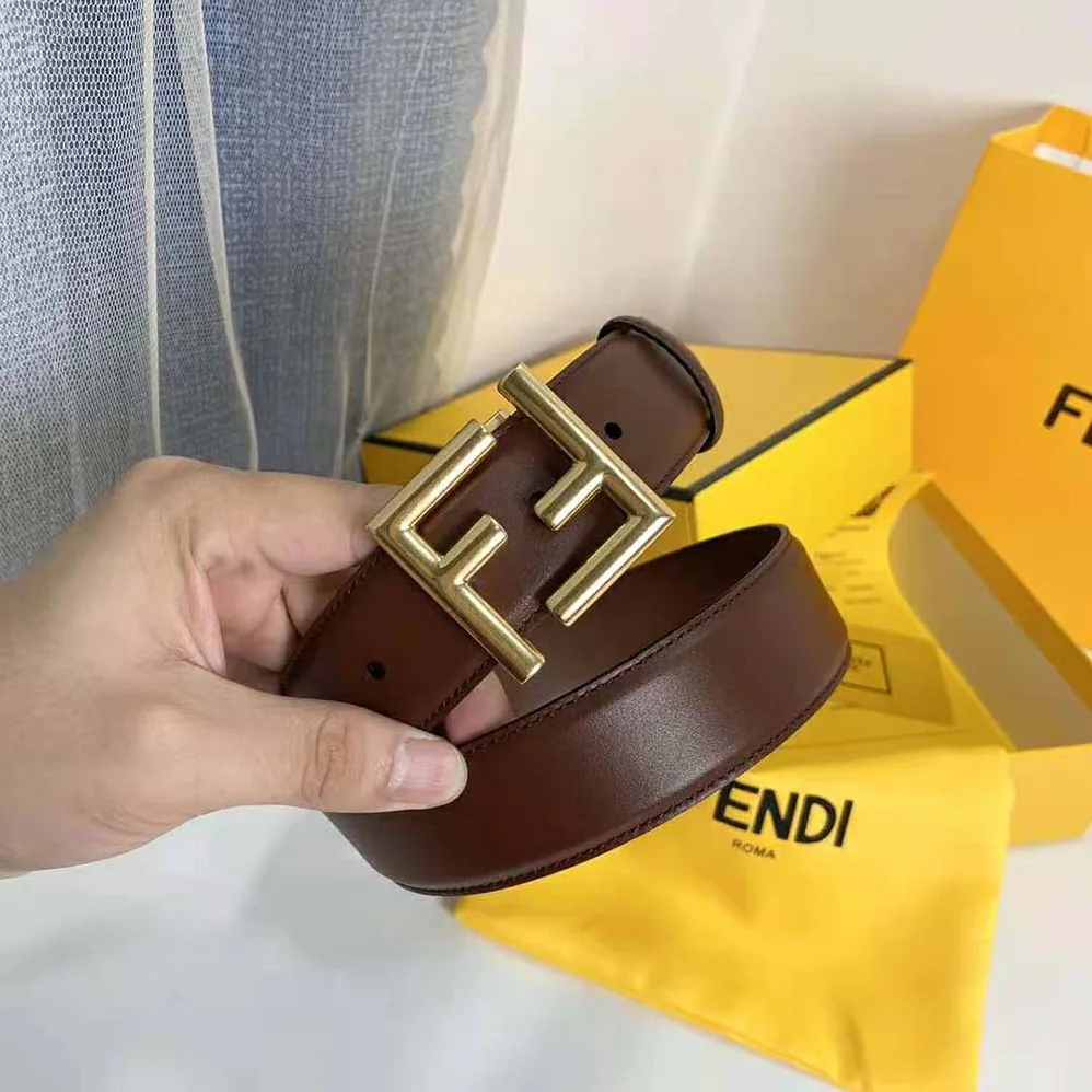 Fendi Belt with Loop and FF Stud Buckle for Women