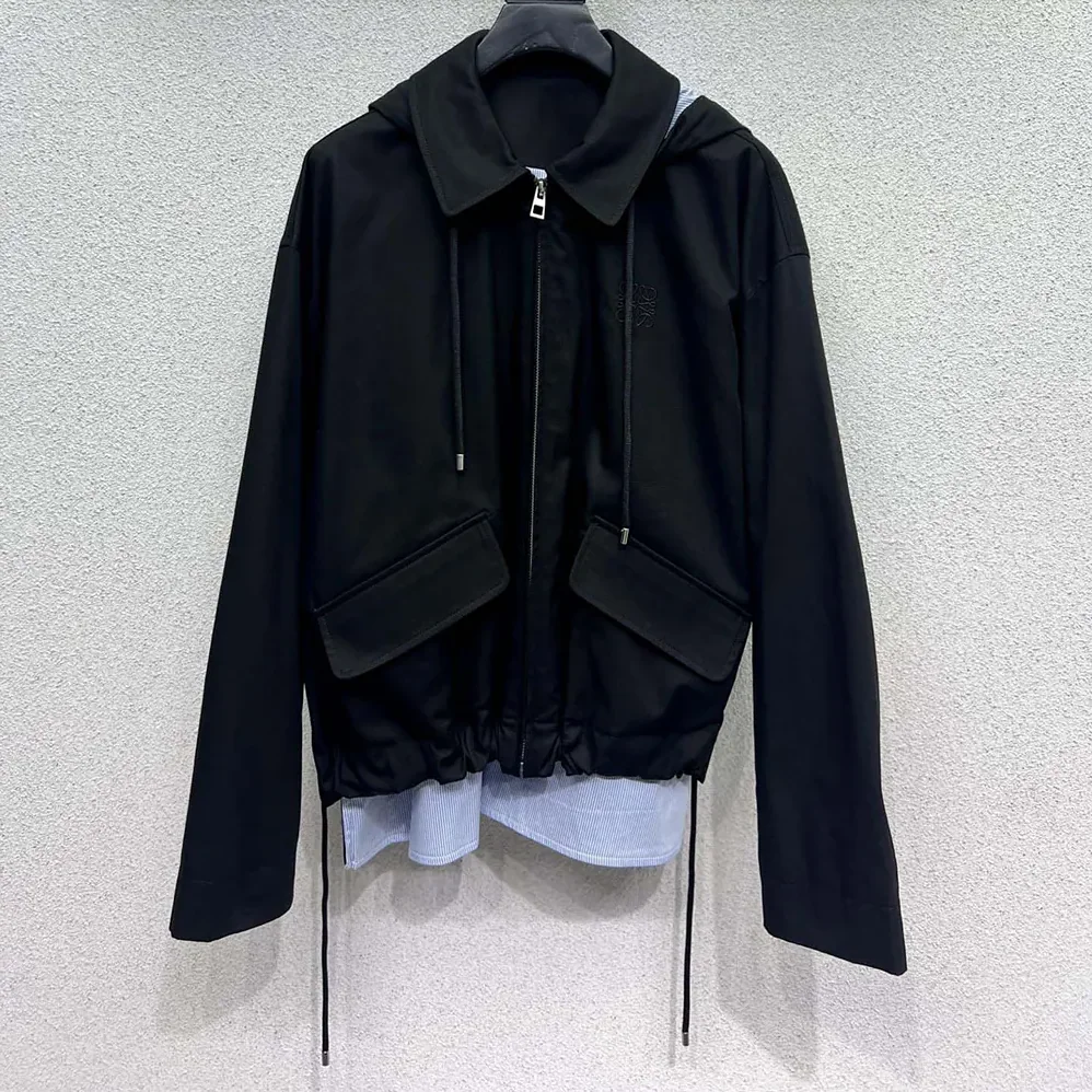 Loewe Hooded Parka in Cotton for Men in Black