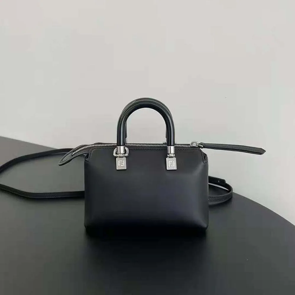Fendi By The Way Mini Small Boston Bag in Black Leather for Women