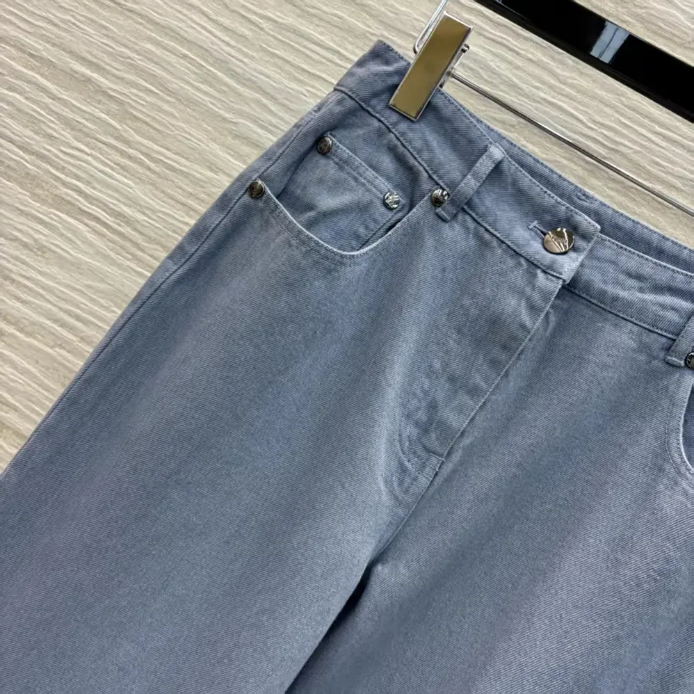 Fendi Long Jeans Blue Denim Pants for Women