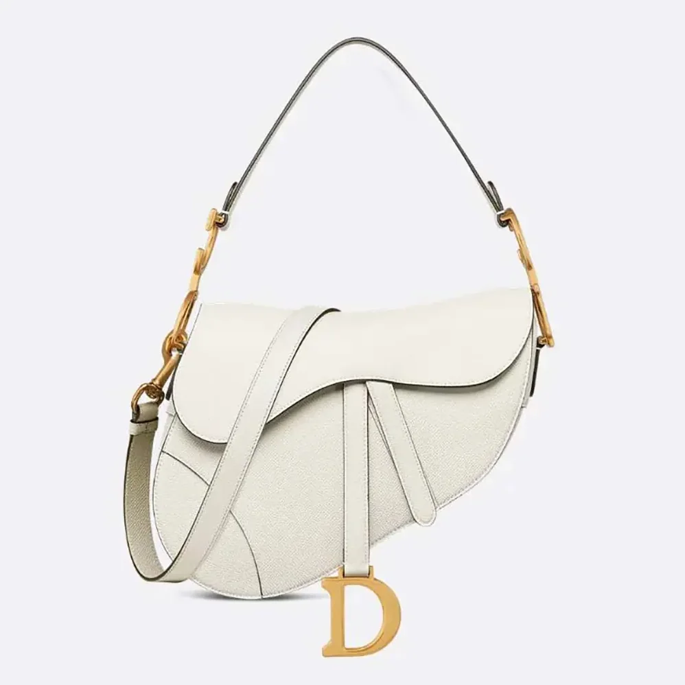 Dior Saddle Bag with Strap Latte Grained Calfskin for Women
