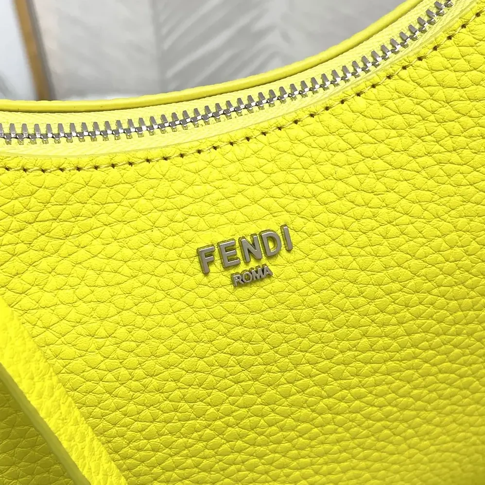 Fendi Mini Fendessence Small Acid Yellow Selleria Bag with 264 Hand for Women in sewn Topstitches