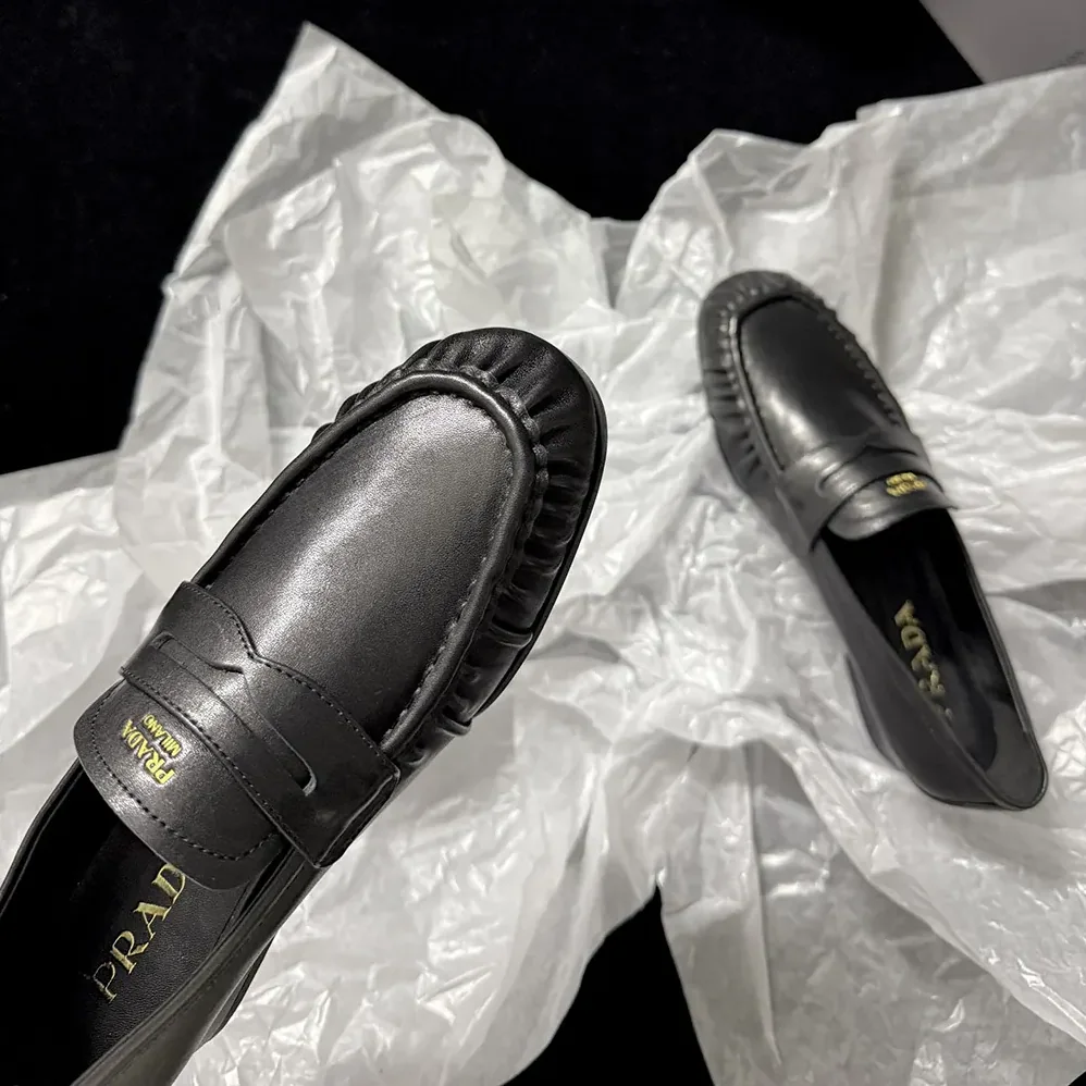 Prada Leather Loafers for Women in Black