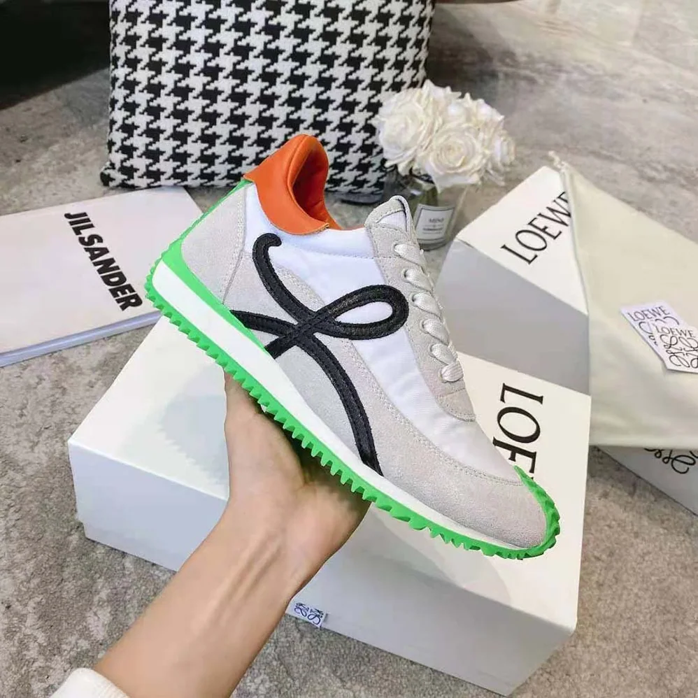 Loewe Flow Runner in Nylon and Suede for Women in Lime Loewe Flow Runner in Nylon and Suede for Women in Lime