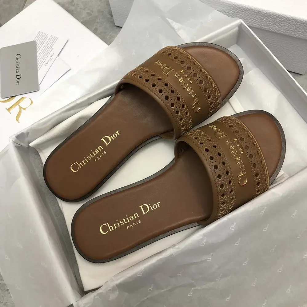Dior Camel Calfskin with Openwork Microcannage Motif for Women Dior Camel Calfskin with Openwork Microcannage Motif for Women
