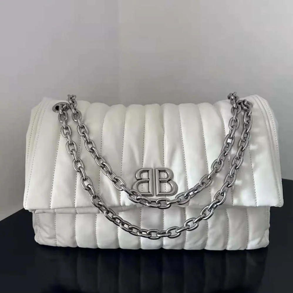 Balenciaga Monaco Medium Chain Bag Quilted in off White for Women