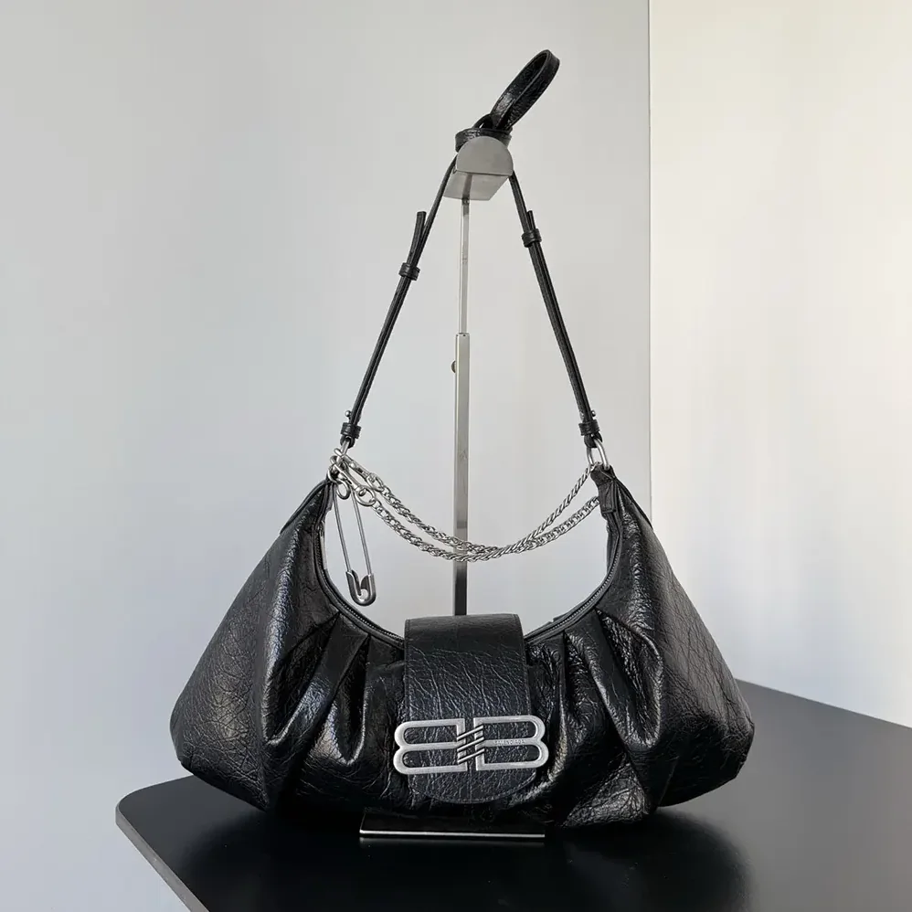 Balenciaga Pamela Shoulder Bag Medium in Black Arena lambskin for Women
