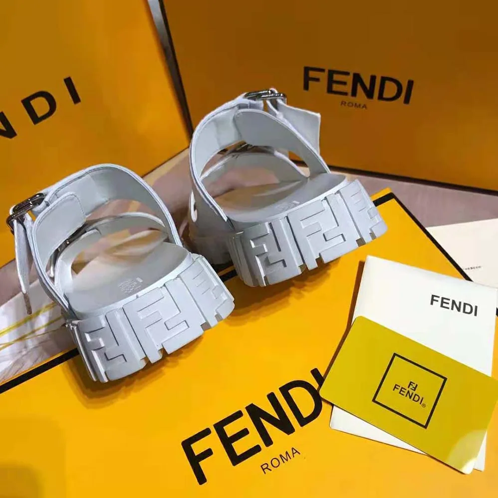 Fendi Sandals White Fabric Sandals for Women Fendi Sandals White Fabric Sandals for Women