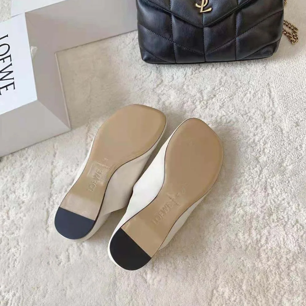 Loewe Toy Slipper in Goatskin for Women in White Loewe Toy Slipper in Goatskin for Women in White